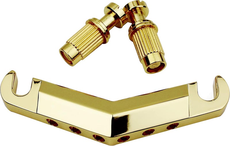 guyker Guitar Stop Bar Tailpiece with Anchors and Studs Replacement Part Compatible with Les Paul LP SG Style 6 String Electric Guitar - GK21, Golden - Image 1